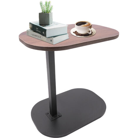 Mesa auxiliar en forma de C, mesita baja, mesa baja de madera, altura regulable, mesa auxiliar en forma de C para sofá, mesa baja móvil moderna, mesa auxiliar para salón y dormitorio (negra)