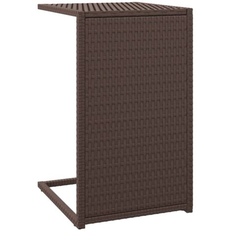 Mesa auxiliar en forma de C para interior o exterior 40 x 35 x 60 cm marrón resina tejida y acero DEC032571