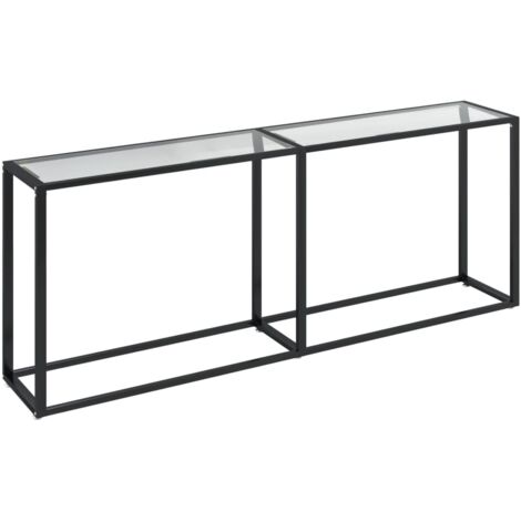 Mesa auxiliar entrada consola mueble salón 200 x 35 x 75,5 cm cristal templado transparente y acero DEC032272