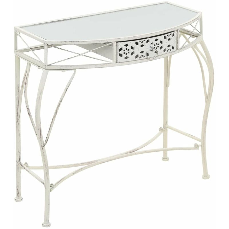 

Mesa auxiliar estilo frances metal 82x39x76 cm blanca