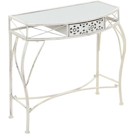 Mesa auxiliar estilo francés metal 82x39x76 cm blanca vidaXL