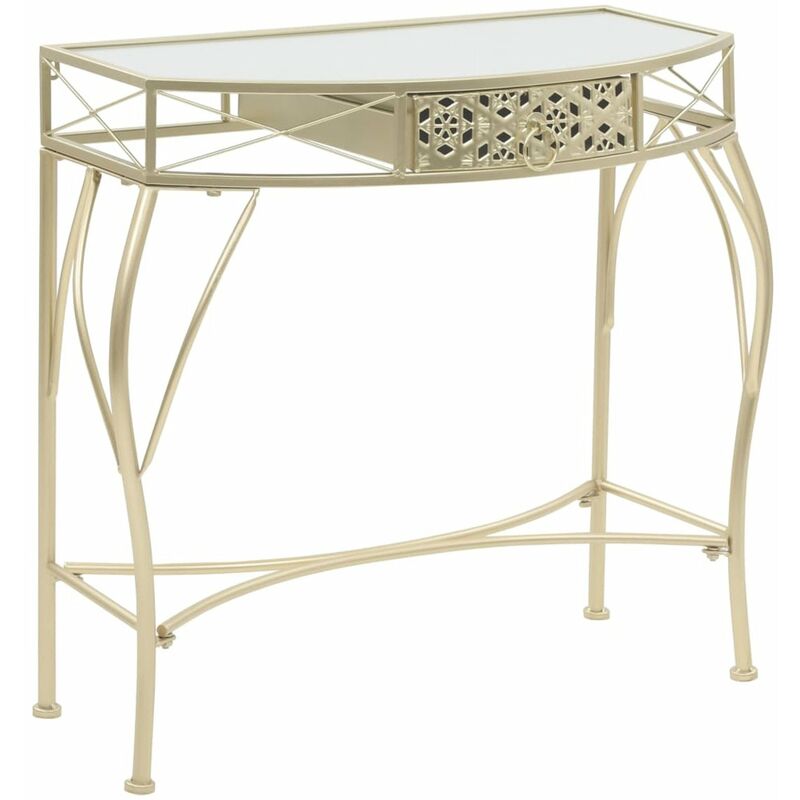 

Mesa auxiliar estilo frances metal 82x39x76 cm dorada