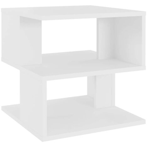 Mesa auxiliar extremo de sofá soporte planta 40 x 40 x 40 cm aglomerado blanco DEC032349
