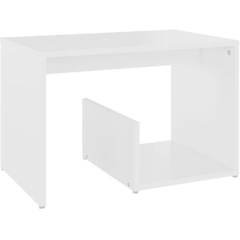 Mesa auxiliar extremo de sofá soporte planta 59 x 36 x 38 cm madera contrachapada blanca DEC032363