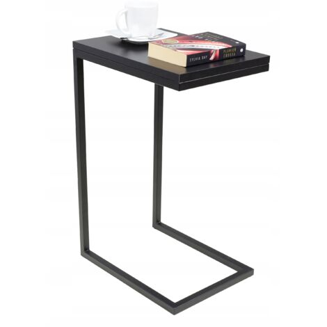 Mesa auxiliar fabricada con perfiles negros