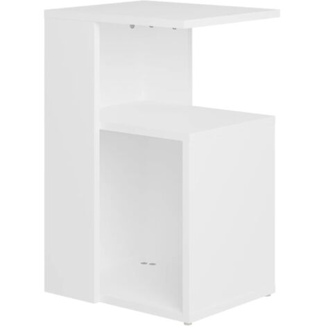Mesa auxiliar final de sofá 36 x 30 x 56 cm madera contrachapada blanca DEC032347