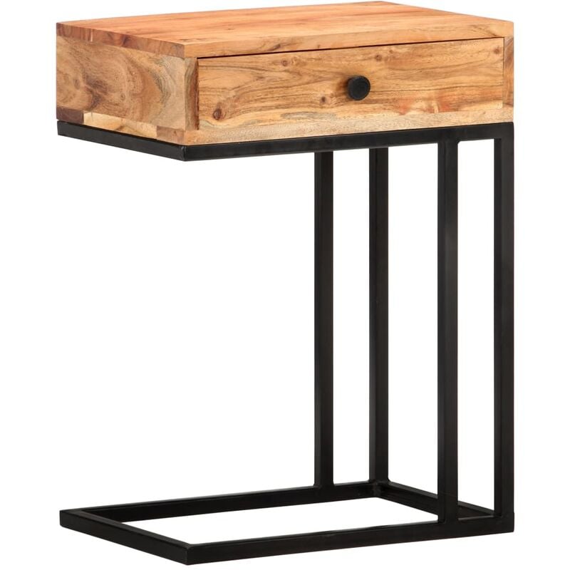 

Mesa auxiliar forma de U madera maciza de acacia 45x30x61 cm