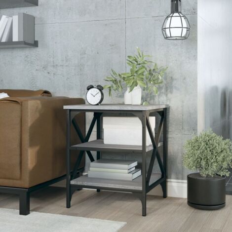 Mesa auxiliar madera contrachapada gris  40x42x50 cm