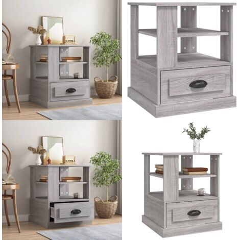 Mesa auxiliar madera contrachapada gris Sonoma 50x50x60 cm - Madera contrachapada - Mesa de noche