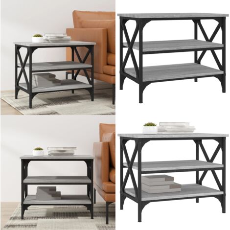 Mesa auxiliar madera contrachapada gris Sonoma 55x38x45 cm - Madera contrachapada - Mesa de centro