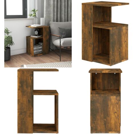 Mesa auxiliar madera contrachapada roble ahumado 36x30x56 cm - Mesa de centro - Mesa de sofá