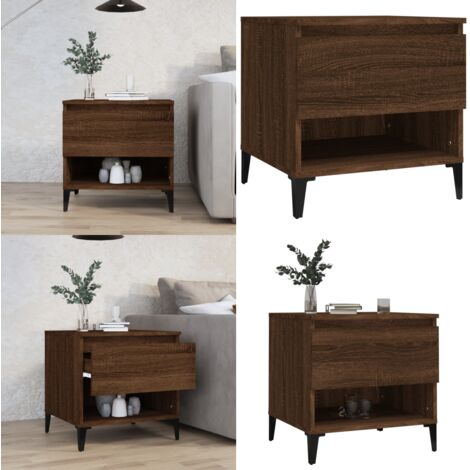 Mesa auxiliar madera contrachapada roble marrón 50x46x50 cm - Madera contrachapada - Mesa de centro