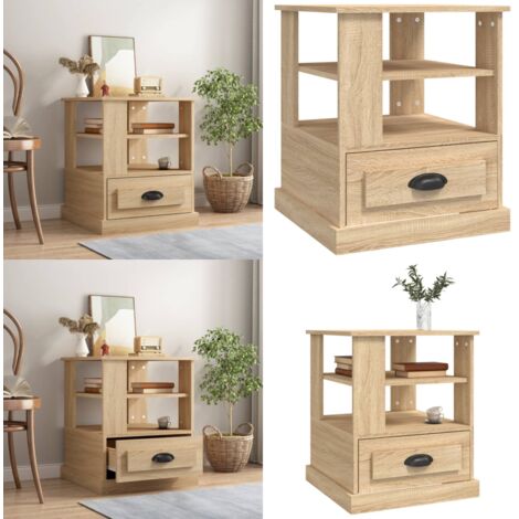 Mesa auxiliar madera contrachapada roble Sonoma 50x50x60 cm - Madera contrachapada - Mesa de noche