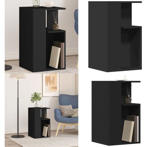 Mesa auxiliar madera de ingeniería negro 35x35x60 cm - Madera de ingeniería - Mesa decorativa