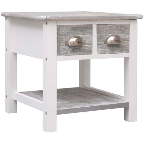 Mesa auxiliar madera de Paulownia gris 40x40x40 cm