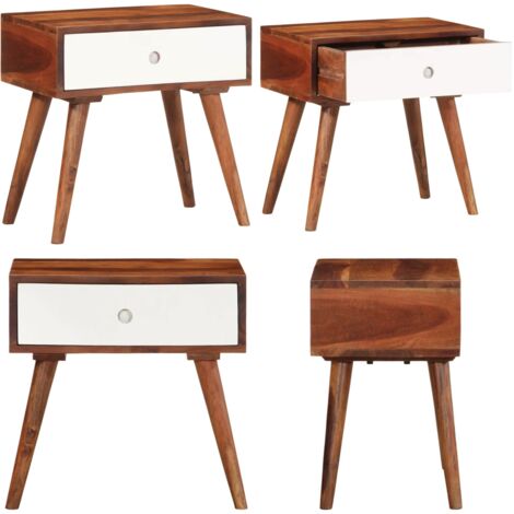 Mesa auxiliar madera maciza acacia 45x30x45 cm - Mesa de almacenamiento - Mesa de café