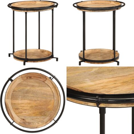 Mesa auxiliar madera maciza de mango Ø55x60 cm - Madera maciza - Mesa de madera