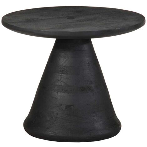 Mesa auxiliar madera maciza de mango negra Ø50x40 cm vidaXL