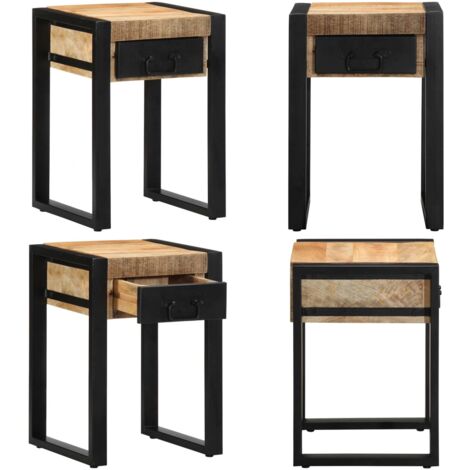 Mesa auxiliar madera maciza de mango rugosa 35x35x50 cm - Madera maciza - Mango rugoso
