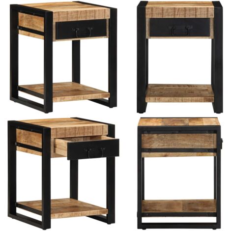 Mesa auxiliar madera maciza de mango rugosa 40x40x50 cm - Madera maciza - Mango rugoso