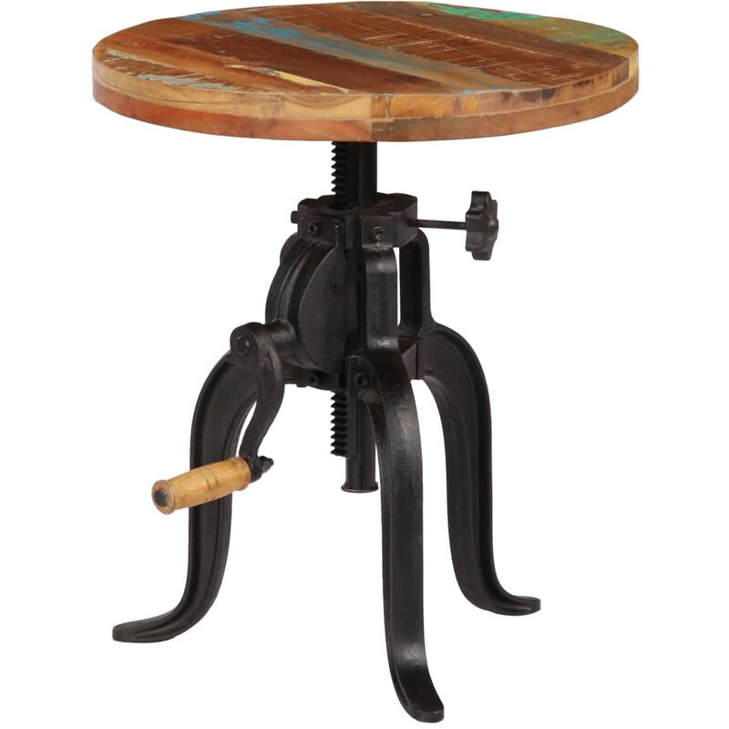 

Mesa auxiliar madera reciclada y hierro fundido 45x(45-62) cm