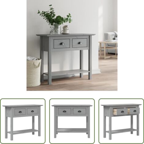 Mesa auxiliar - Mesa consola BODO madera maciza de pino gris 91x35x74 cm