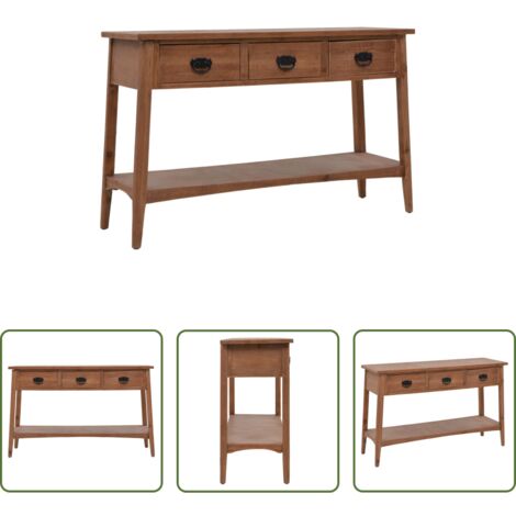 Mesa auxiliar -  Mesa consola de madera de abeto maciza marrón 126x40x77,5 cm