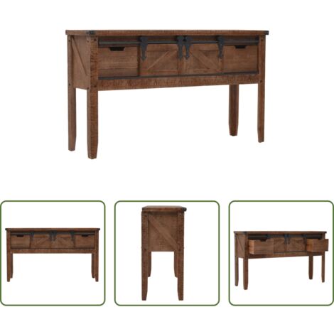 Mesa auxiliar -  Mesa consola de madera de abeto maciza marrón 131x35,5x75 cm