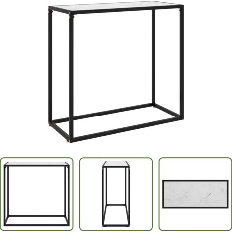 Mesa auxiliar -  Mesa consola vidrio templado blanco 80x35x75 cm
