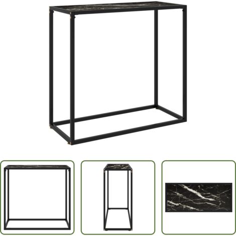 Mesa auxiliar -  Mesa consola vidrio templado negro 80x35x75 cm