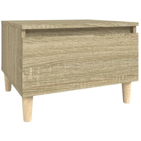 Mesa auxiliar mesa de centro con cajón 50 x 46 x 35 cm en madera contrachapada color roble DEC032420