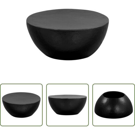 Mesa auxiliar -  Mesa de centro de aluminio martillado negro 70x30 cm