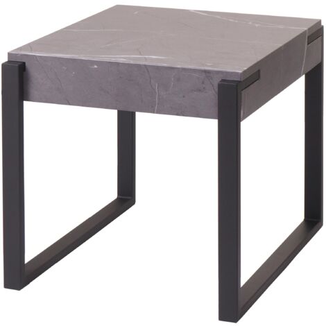 Mesa auxiliar mesa de centro de metal 51x50x54 cm MDF aspecto mármol gris 040008495