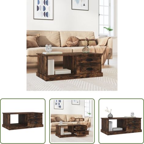 Mesa auxiliar -  Mesa de centro madera contrachapada roble ahumado 90x50x35 cm