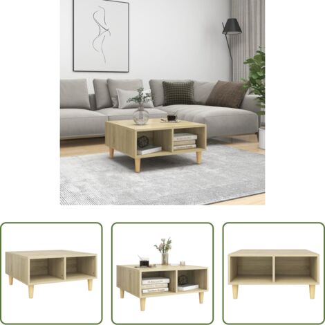 Mesa auxiliar -  Mesa de centro madera contrachapada roble Sonoma 60x60x30 cm