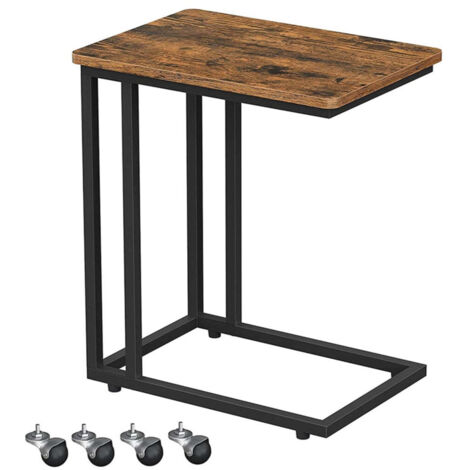 Mesa auxiliar mesa de centro pequeña mesa de servicio móvil mesita de noche 50 x 35 x 55 cm mesa angular para tazas de café estante de fácil montaje estructura de metal con ruedas vintage 120004517