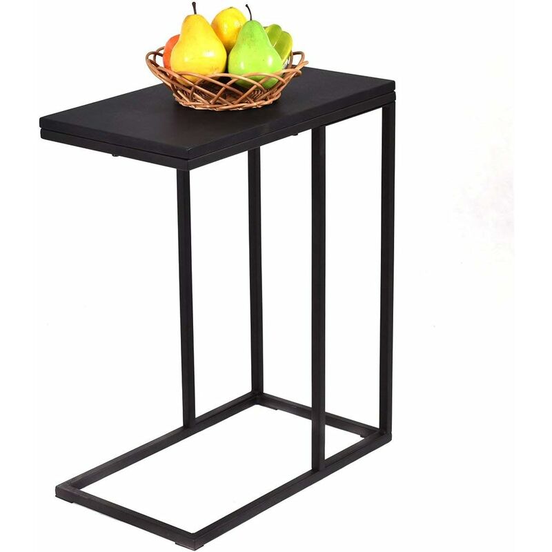 

Mesa Auxiliar de Forma C Mesilla Mesa de Centro Sofá Portátil para Balcón Salón Color Negro