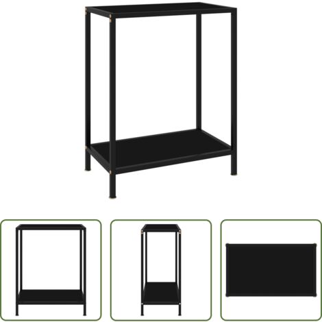 Mesa auxiliar -  Mesa de consola negro vidrio templado 60x35x75 cm