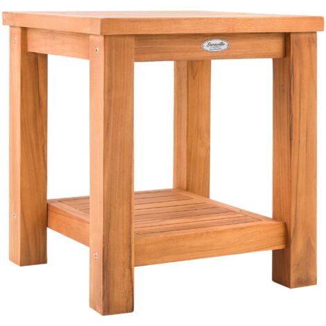Mesa auxiliar/mesa de jardín con estante 43x51x39 cm de madera maciza de teca 100009131