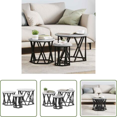 Mesa auxiliar -  Mesa Lateral Nido 3 pcs Gris Sonoma