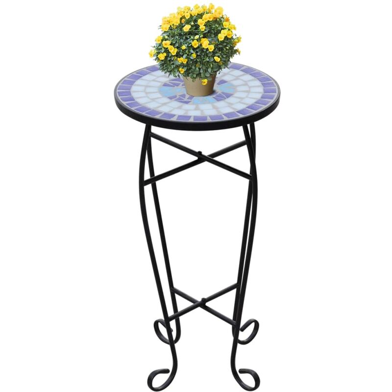 

Mesa Auxiliar Mesa Para Plantas De Mosaico Color Azul Y Blanco - Azul