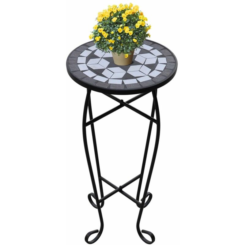 

Mesa Auxiliar Mesa Para Plantas De Mosaico Color Negro Y Blanco