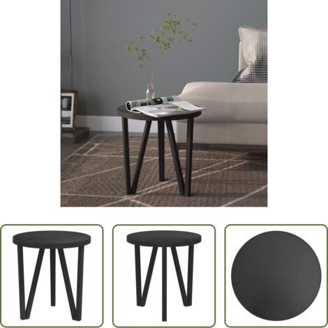 Mesa auxiliar -  Mesita de centro MDF negra Ø35 cm
