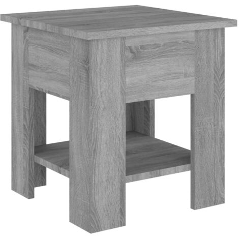 Mesa auxiliar mesita de noche 40 x 40 x 42 cm madera de ingeniería gris DEC040010