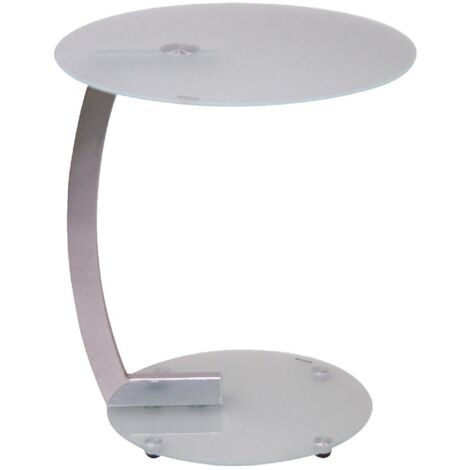 Mesa auxiliar moderna con estructura de metal cromado blanco TABA05097