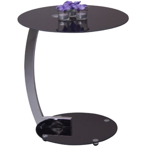 Mesa auxiliar moderna con estructura de metal cromado negro TABA05109