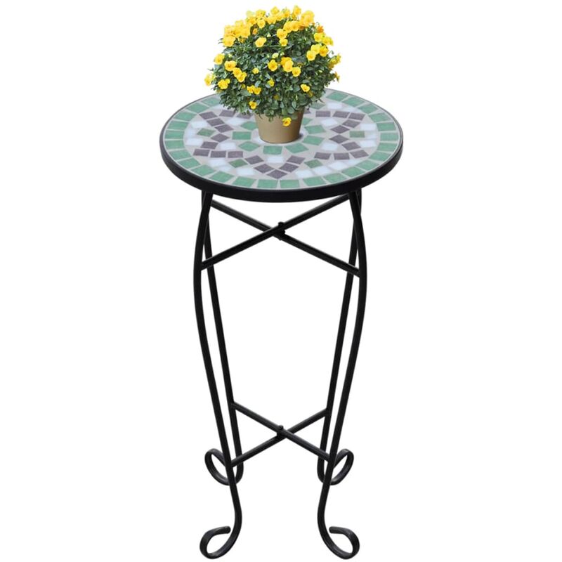 

Mesa auxiliar mosaico para plantas verde y blanca - Verde