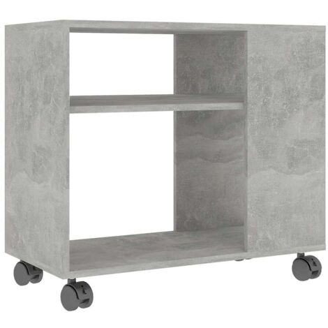Mesa auxiliar mueble salón con ruedas 70 x 35 x 55 cm madera contrachapada hormigón color gris DEC032462