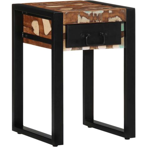 Mesa auxiliar multicolor 35x35x50 cm madera maciza reciclada