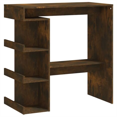 Mesa auxiliar multifunción de bar con estante de almacenamiento en madera de ingeniería marrón DEC036452